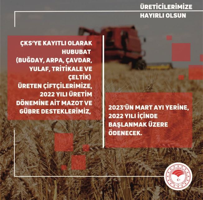 İlçe Tarım Müdürlüğünden  Mazot ve Gübre Desteği Açıklaması